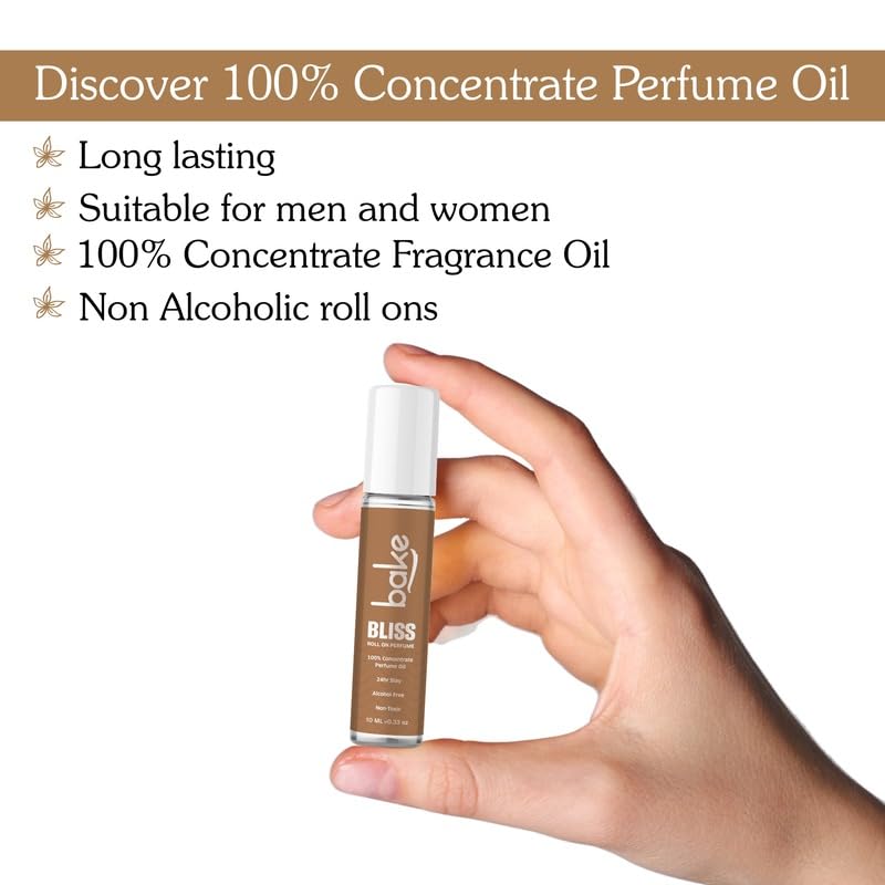 BAKE Bliss Attar Oil Concentrated Perfume Oil Roll on Fragrance| 24 Hours Stay & Alcohol Free | Unisex,Passion Fruit | 10ml