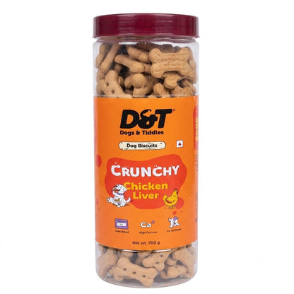 Dogs & Tiddles Chicken Liver Dog Biscuits 700g | Oven Baked Crunchy Dog Treats | High Calcium Dog Snacks for All Life Stages & All Breeds