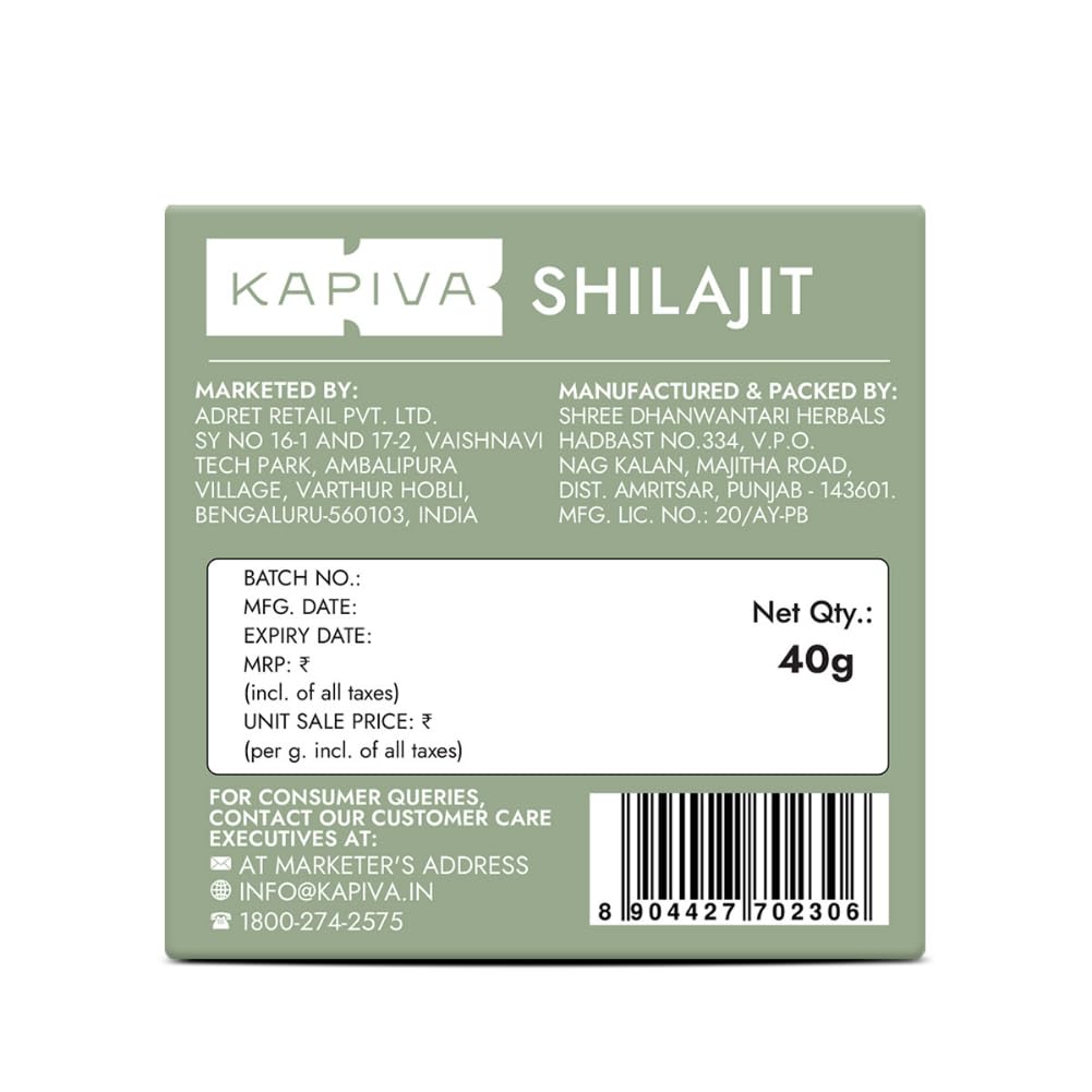 Kapiva Original Himalayan Shilajit/Shilajeet Resin 40g |Super Saver Pack| 250mg/Serving | For Energy, Endurance & Vitality | 160 Servings | 100% Ayurvedic
