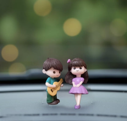 Dashboard Toys - Cute Couple Car Ornament for Decoration, Ideal Gift for Car Lovers, Durable Interior Accessories, with 4 Resin Adhesive Stickers (Purple)