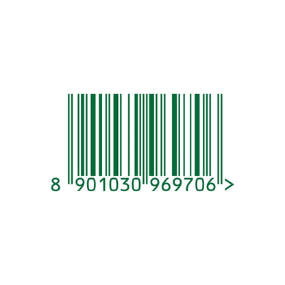Green barcode with numbers on a white background