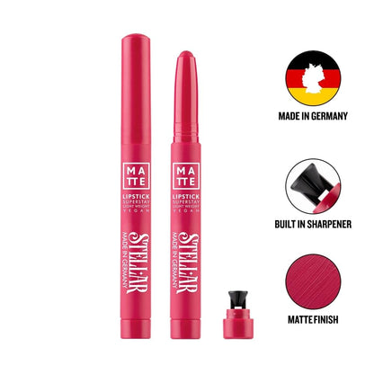Daily Life Forever52 Stellar Matte Lipstick Crayon| Intense Pigment & Ultra-Matte Finish| Smudge-Proof, Waterproof & Long-Lasting| Enriched with Jojoba Oil for Soft, Hydrated Lips| Built-In Sharpener (Bubblegum Pop-07)