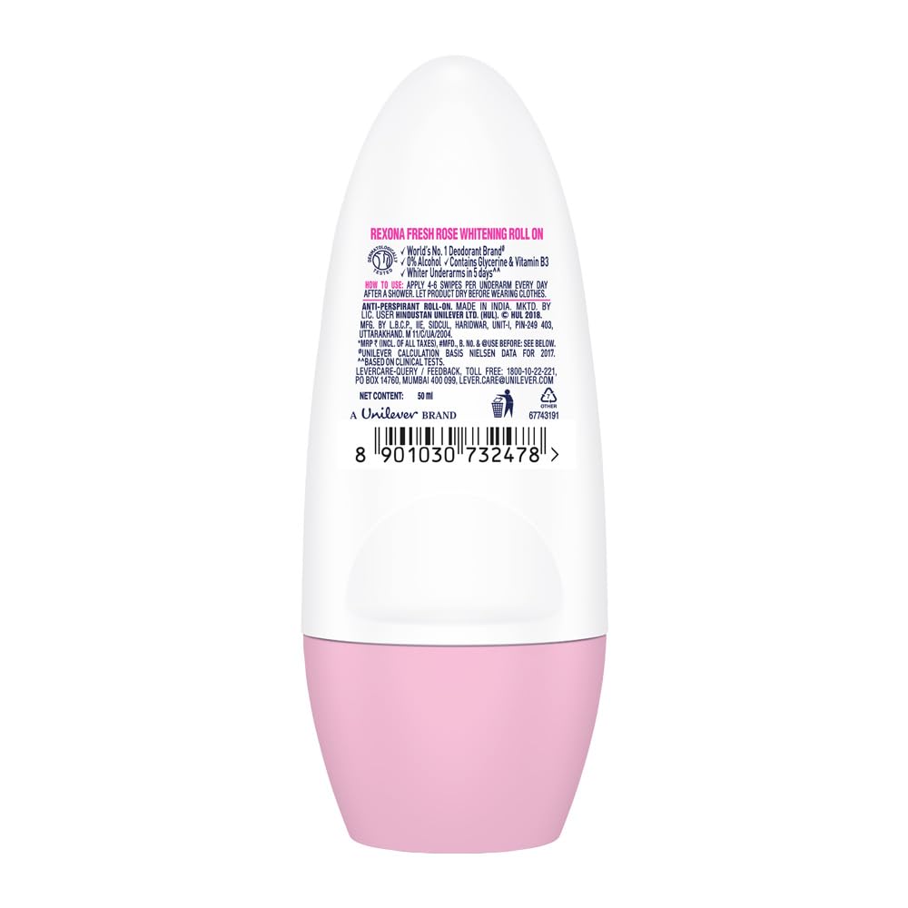 Roll-on deodorant with white cap and pink base on a white background
