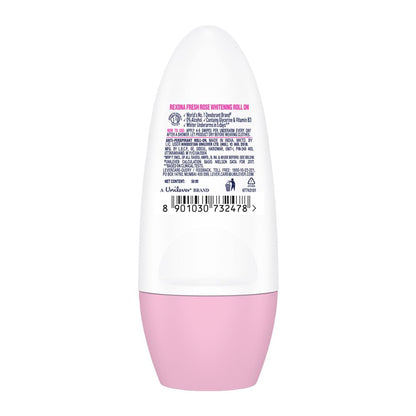 Roll-on deodorant with white cap and pink base on a white background