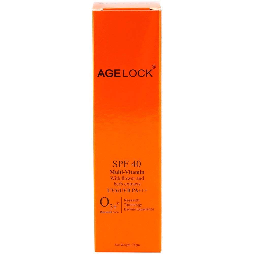 O3+ Agelock Multi Vitamin Sunscreen SPF 40 with Flower and Herb Extracts | UVA/UVB PA+++ (75gm)