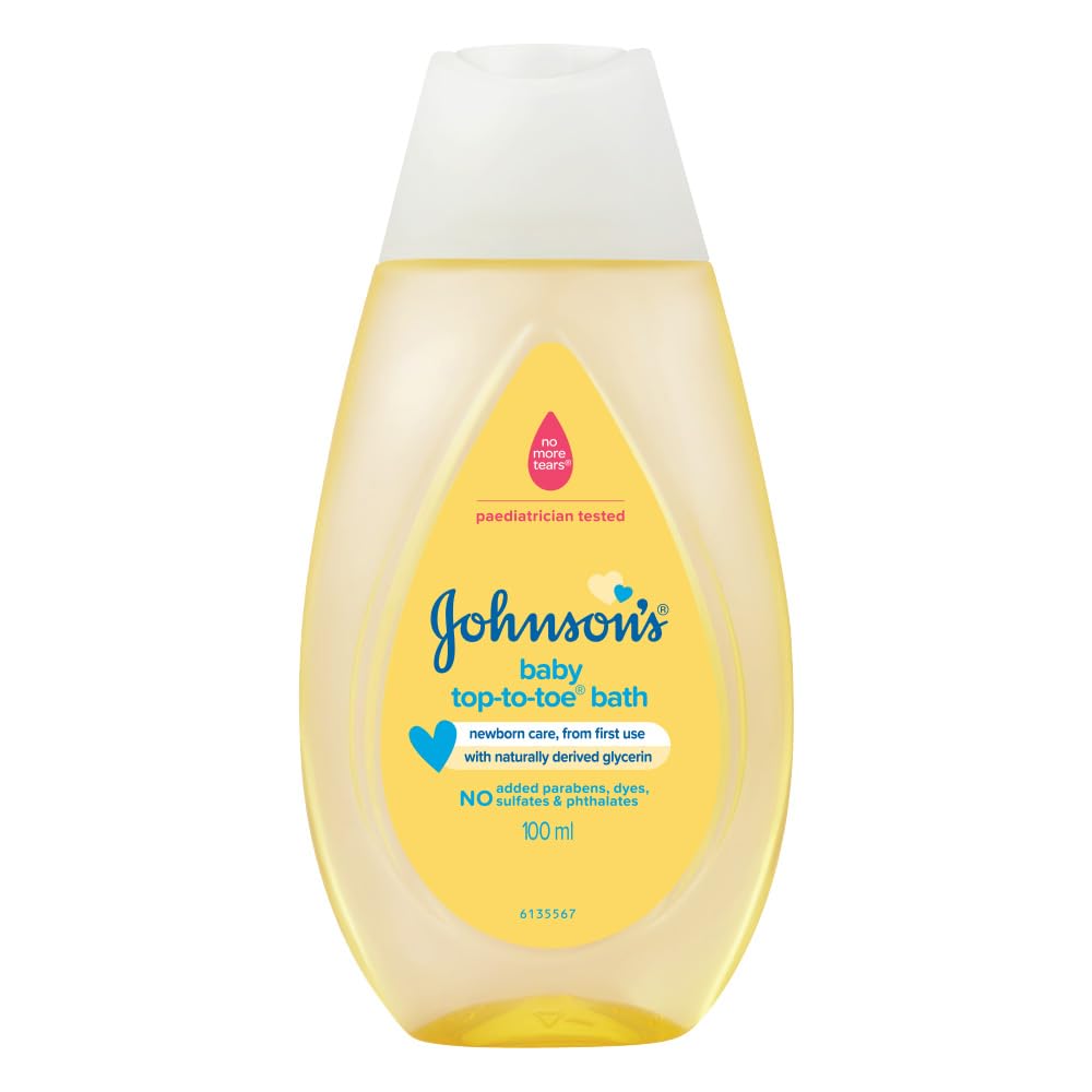 Johnson's Baby Top to Toe Wash & Shampoo 100ml | Gentle Baby Body Wash & Shampoo | With Glycerin & Coconut Cleansers | For Sensitive Skin | Pediatrician Tested | No Parabens, Sulphates, Dyes or Phthalates