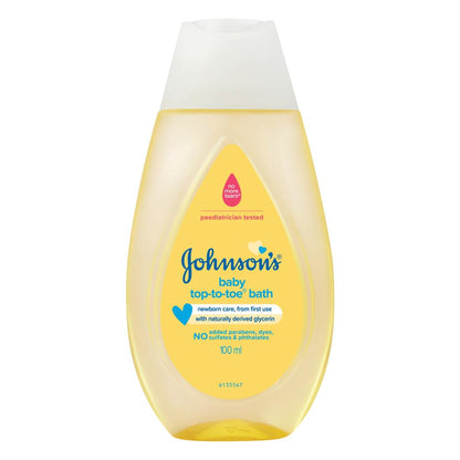 Johnson's Baby Top to Toe Wash & Shampoo 100ml | Gentle Baby Body Wash & Shampoo | With Glycerin & Coconut Cleansers | For Sensitive Skin | Pediatrician Tested | No Parabens, Sulphates, Dyes or Phthalates