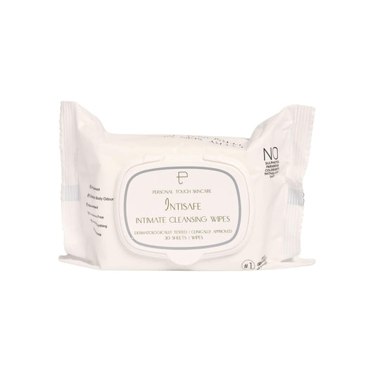 Personal Touch Intisafe Intimate Hygiene Wipes | Fragrance-Free, pH Balanced with Lactic Acid | Gentle Cleansing for Intimate Area | With Calendula, Zinc & Thyme | 30 Sheets