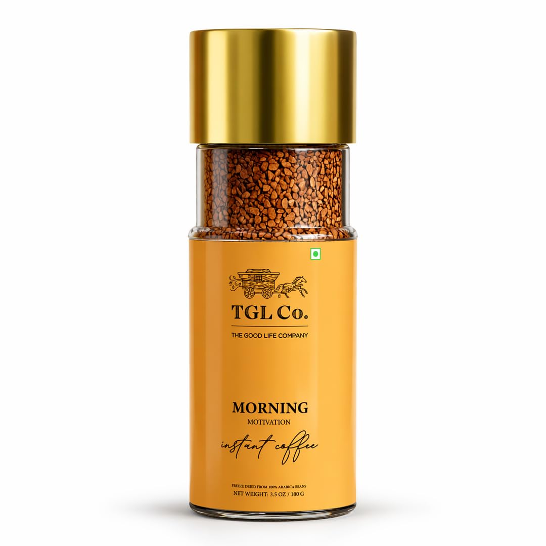 TGL Co. Morning Motivation Instant Coffee Powder (100g) 100% Arabica Coffee Beans | Rich & Aromatic Antioxidant-Rich Boosts Energy & Focus | Perfect for Hot & Cold Coffee