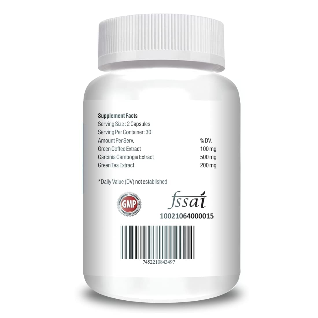 Supplement bottle with label on a white background