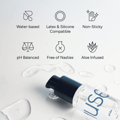 MYMUSE Glide Aloe Water Based Lube 50 ml, Jelly for Men & Women | Natural Ingredients | Non-Sticky and Stain-Free | pH Balanced