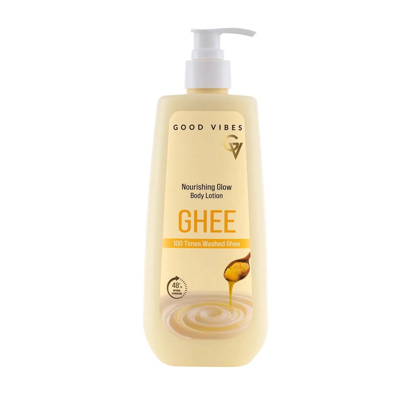 Good Vibes Nourishing Glow Ghee Body Lotion with Shata Dhauta Ghrita (100 Times Washed Ghee) | 48-Hour Hydration in a Single Use | Skin Barrier Repair | Lightweight, Non-Greasy Formula | Suitable for All Skin Types (400 ml)