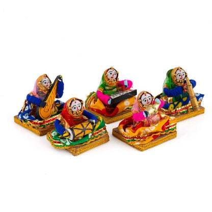 JH Gallery Recycled Material Rajasthani Musician Bawla Puppets Idol 7 x 28 cm Multicolor, 5 Pieces (Female Puppets)