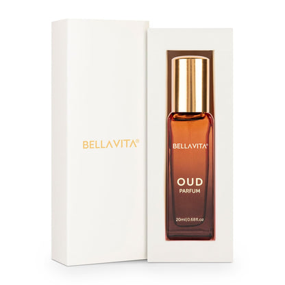 Bellavita Oud Parfum bottle with packaging on a white background