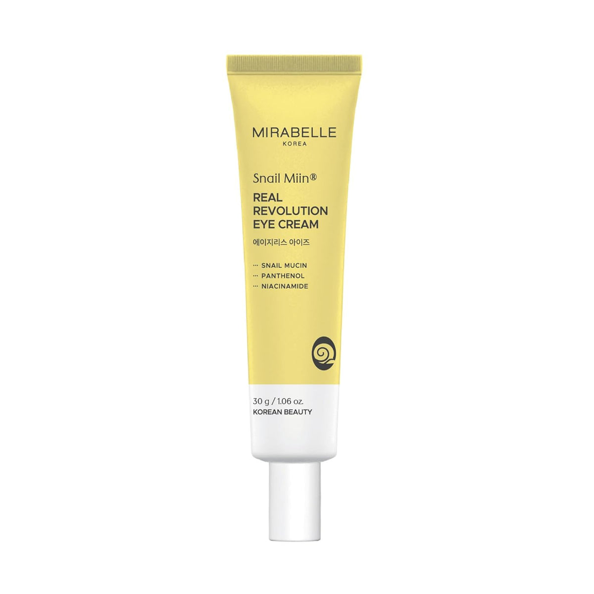 Mirabelle Snail Mium Real Revolution Eye Cream tube on a white background