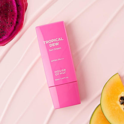 House of Hur Tropical Dew Sun Cream SPF 50+ PA++++ (50ml) Hydrating & Glowy Sunscreen With Dewy Finish, Lightweight, Strong Uv Protection, Infused With Tropical Fruit Extracts