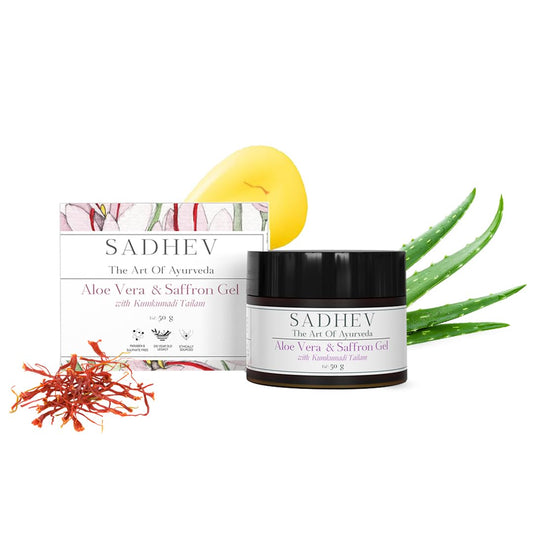 Sadhev Aloe Vera & Saffron Gel with Kumkumadi Tailam | Organic Aloe Vera Gel & Brightening Moisturizer for Face | Pure Gel Moisturizer for Women & All Skin Types