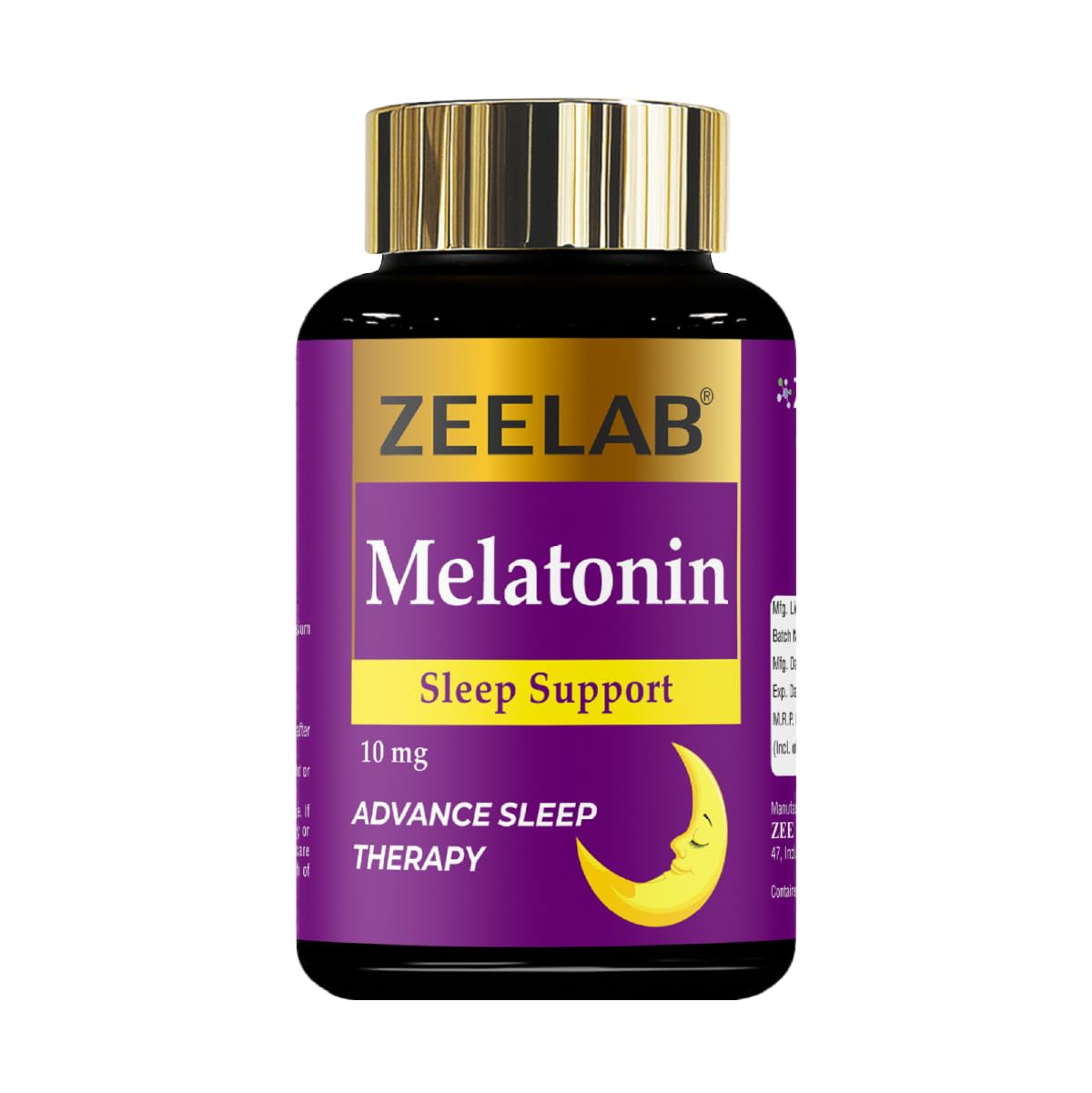 Zeelab Melatonin supplement bottle on a white background