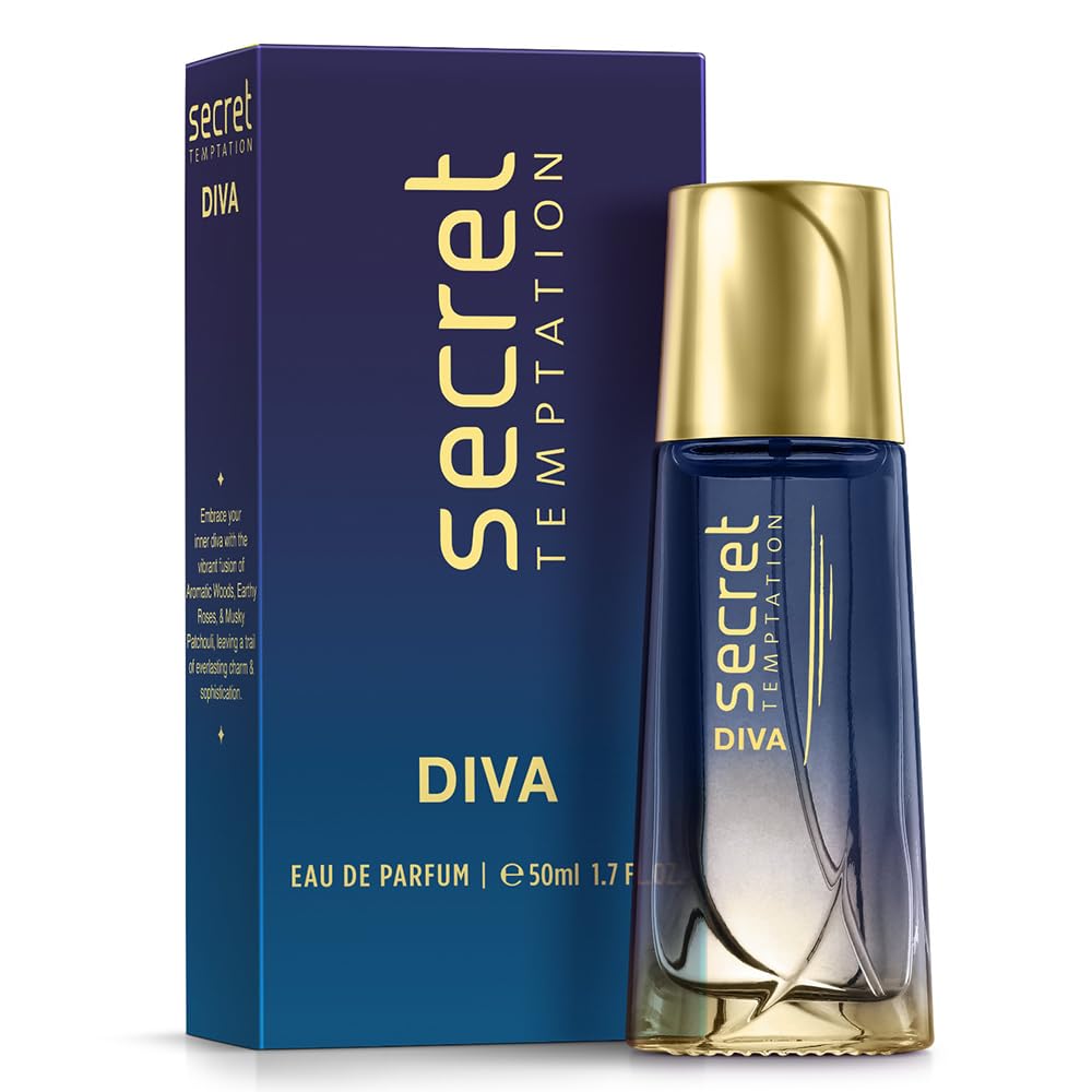 Secret Temptation Diva perfume bottle and packaging on a white background
