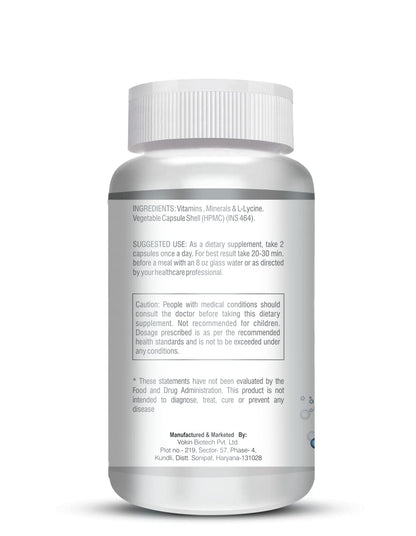 Supplement bottle with label on a white background