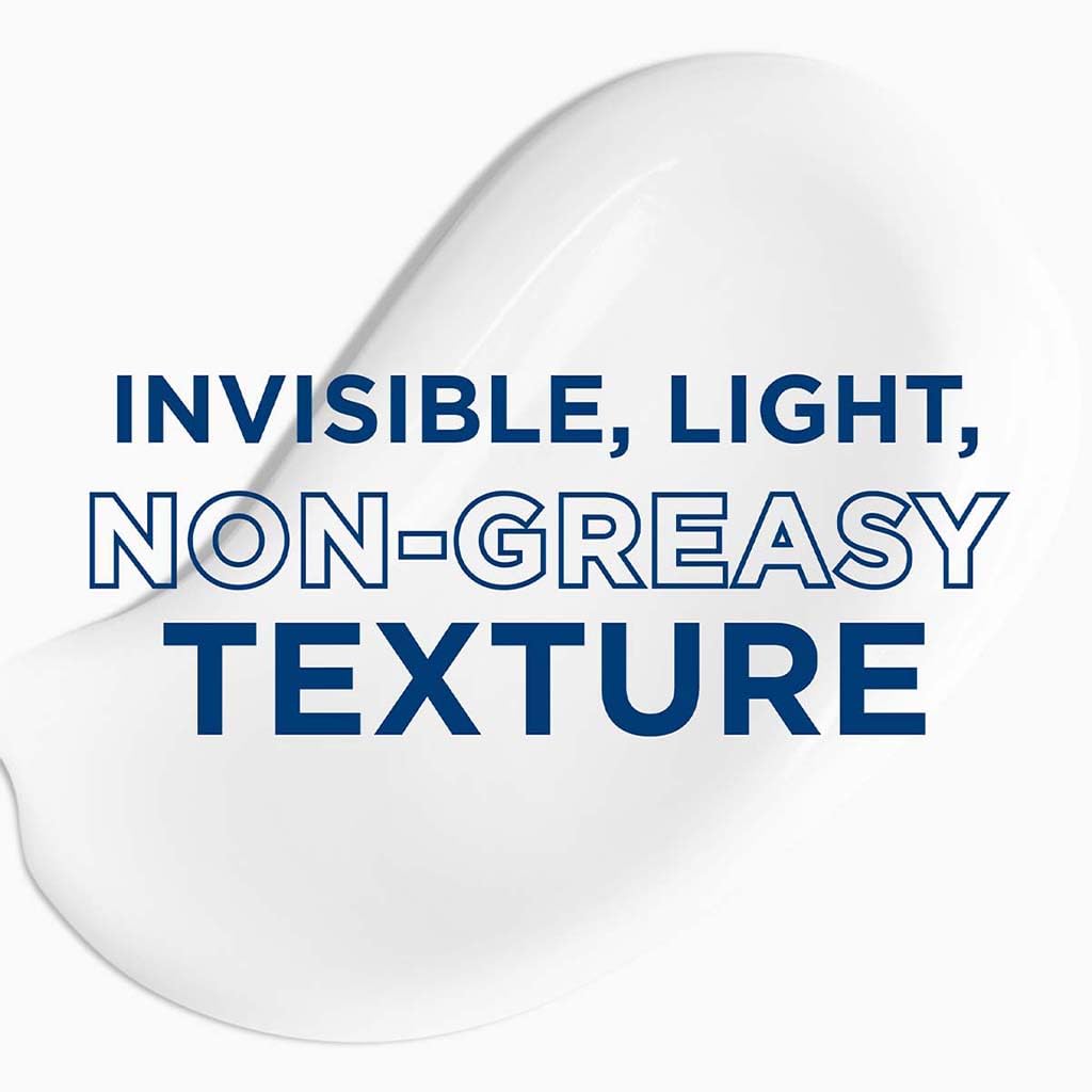 Product with text 'Invisible, Light, Non-Greasy Texture' on a white background