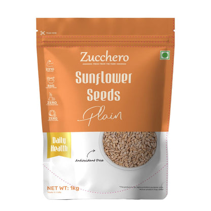 Zucchero Sunflower Seeds (1kg) -Raw Seeds for eating | Protein Loaded | Hi-Fiber | Super Food | Healthy Snack | Anti-oxidant Rich | Real Food | Lab Tested