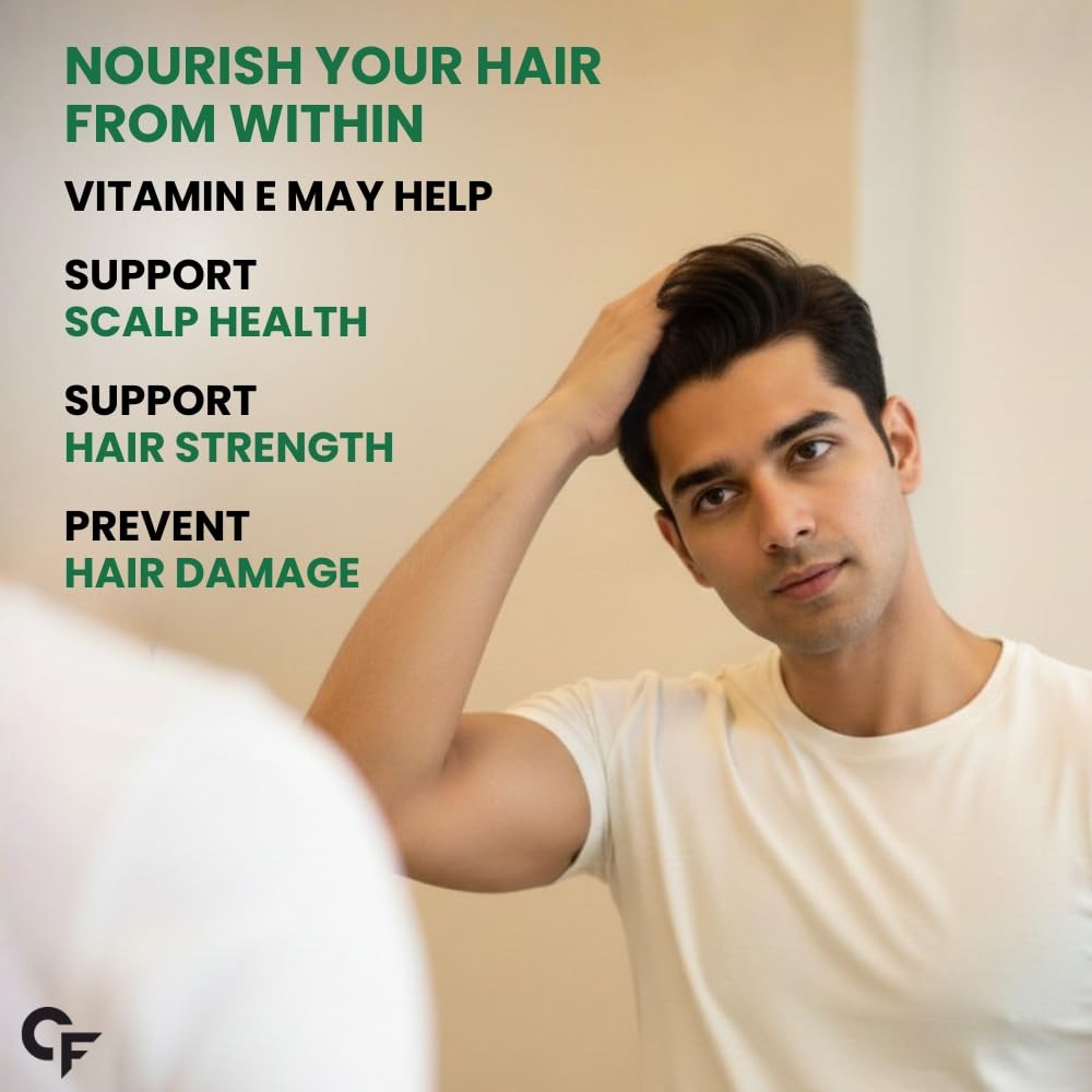 Carbamide Forte 400 mg Vitamin E Capsules for Face and Hair | 100% Natural Vitamin E Supplement with VitaminE Oil | Paraben Free - 30 Capsules