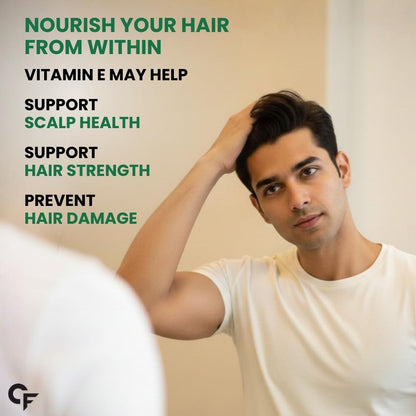 Carbamide Forte 400 mg Vitamin E Capsules for Face and Hair | 100% Natural Vitamin E Supplement with VitaminE Oil | Paraben Free - 30 Capsules