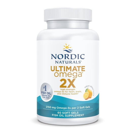 Nordic Naturals Ultimate Omega 2X | 2150 Mg Omega 3 Fish Oil Supplement EPA And DHA | For Optimum Wellness & Brain, Heart Health | Lemon Fish Oil For Men And Women | 60 Softgels