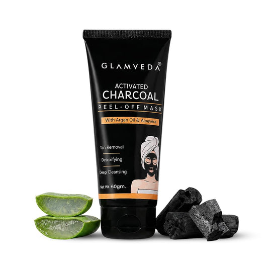 Glamveda Activated Charcoal Peel-Off Mask for Men & Women | Removes Blackheads & Whiteheads | Deep Cleansing Charcoal Face Mask for Acne-Prone Skin | Helps Purify Pores & Brighten Skin | 60g