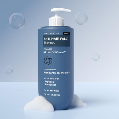 Bare Anatomy Anti-Hair Fall Shampoo | Provides 5x Hair Fall Control | Adenosine, Procapil & Peptides | Strengthens Roots, Reduces Breakage & Cleans Gently | Sulphate & Paraben Free | Unisex | 750ml