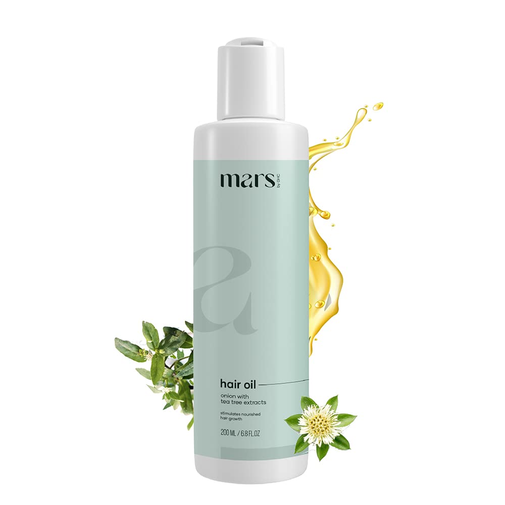 mars by GHC Jojoba Oil With Brahmi, Tea Tree, Bhringraj, Onion Seed, Fenugreek & 15 Other Natural Oils & Extracts - Thick, Shiny & Strong Hair Growth Hair Oil (200 ml)
