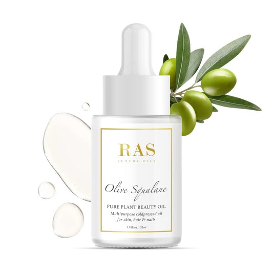 RAS Luxury Oils Olive Squalane Pure Plant Beauty Oil | For Hair, Skin & Nails | Lightweight, Reduces Fine Lines | Rich in Vitamins & Antioxidants | Natural and Organic, Cruelty Free, 35ml