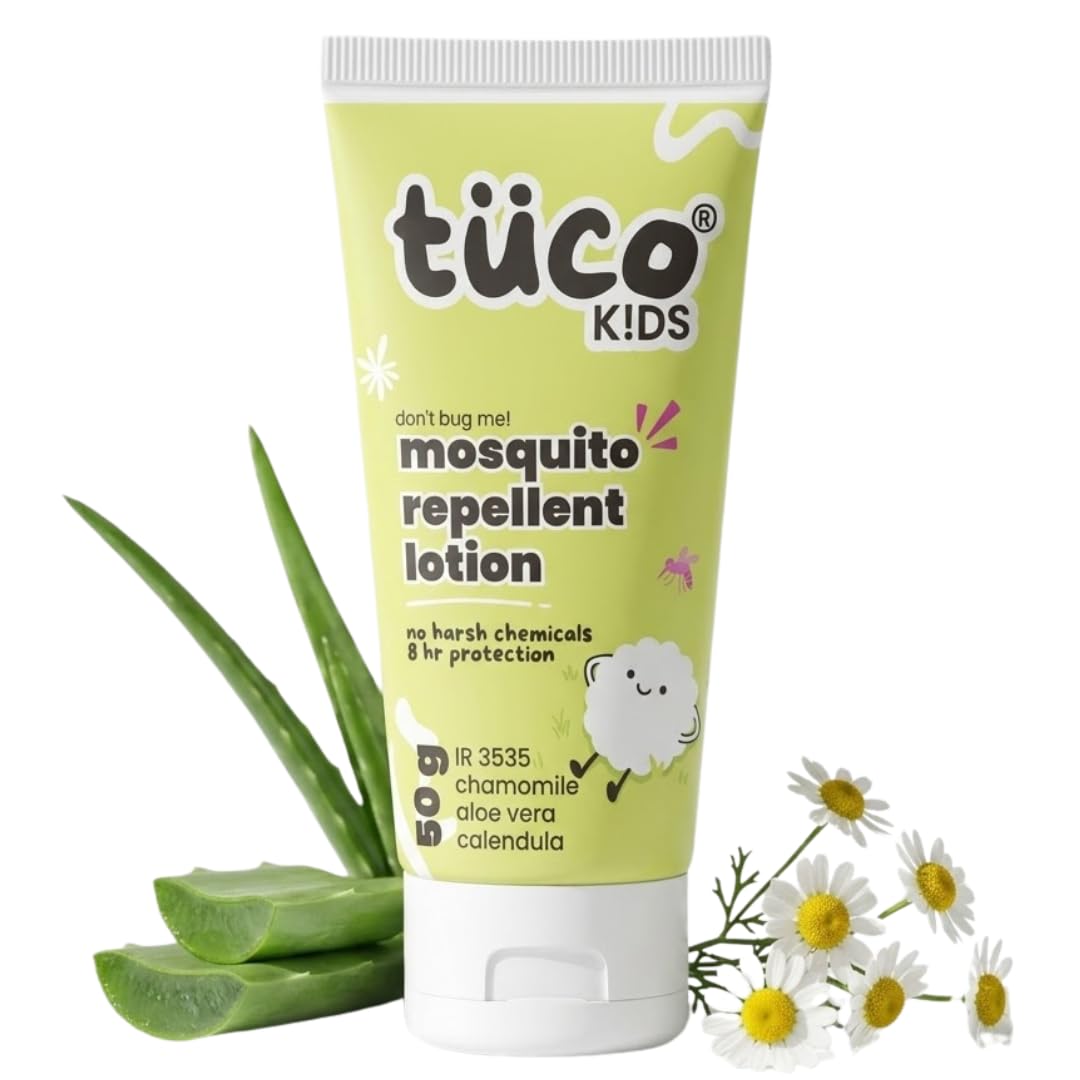 Tuco® Kids Don't Bug Me Mosquito Repellent Lotion | Chamomile, Aloe Vera and Calendula | Safe for Kids & Baby | Protects from Dengue, Malaria, Chikunguniya | DEET Free | 100% Natural with 8 hr. Protection | Age 0-10 Years | 50ml