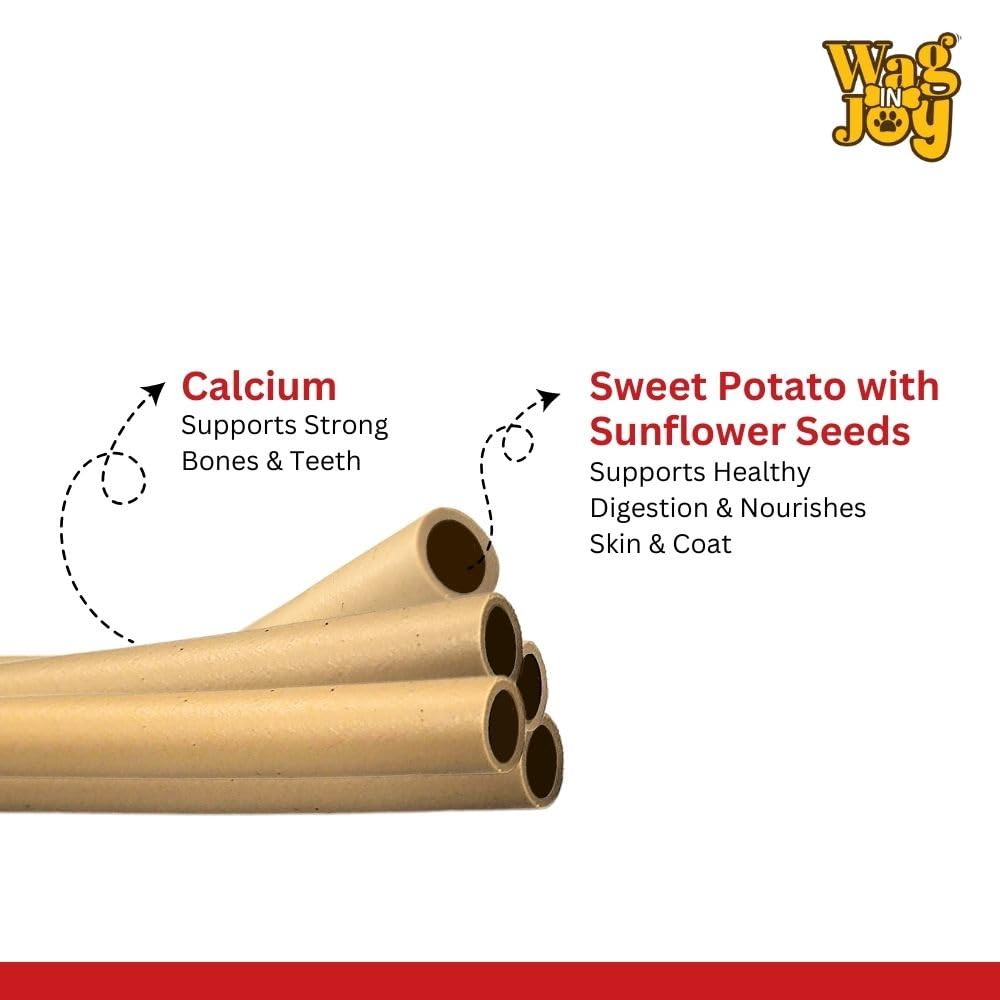 Calcium Super Treats, Sweet Potato with Sunflower Seeds Sticks 125 GMS | 100% Vegetarian Dog Treat| Supports Digestive Health | Strong Bones and Joint| with Omega 3|Young