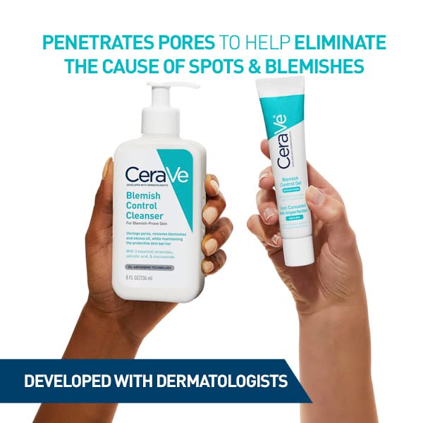 CeraVe skincare products held by hands with promotional text on a white background