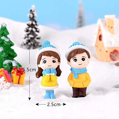 Winter Couple Doll Miniature Figurine | Romantic Boy & Girl Showpiece for Wedding Decor, Cake Decoration & Home Display | Size 5.5 x 2.5 cm |
