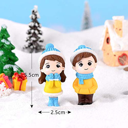 Winter Couple Doll Miniature Figurine | Romantic Boy & Girl Showpiece for Wedding Decor, Cake Decoration & Home Display | Size 5.5 x 2.5 cm |