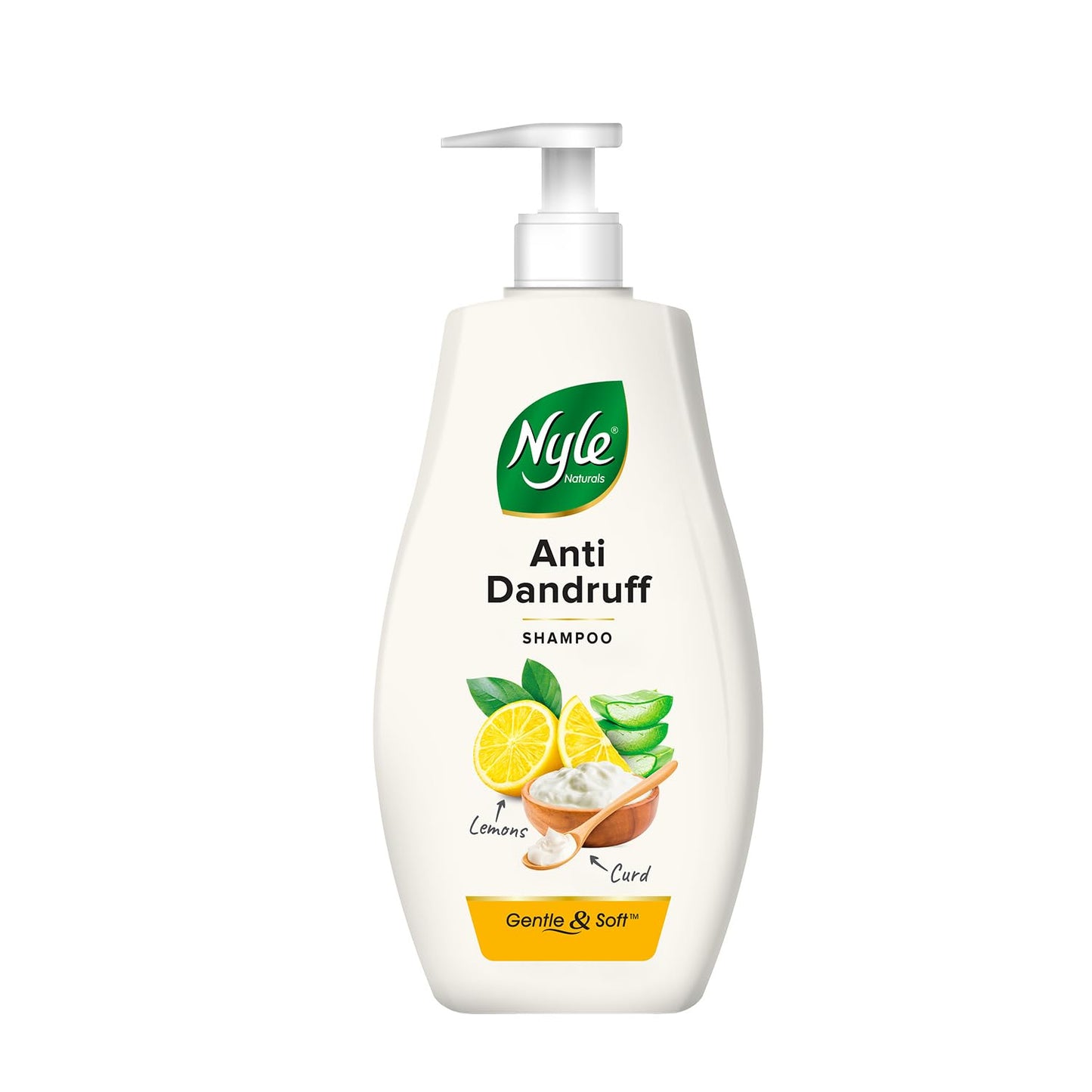 Nyle Naturals Anti Dandruff Shampoo 400ml | Enriched with Curd and Lemon for Fresh, Clear Scalp, Effective Flake Control | Mild Formula for Everyday Use