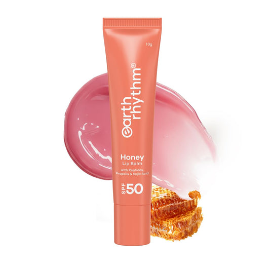 Earth Rhythm Honey Lip Balm SPF 50 Brightens Lips with Propolis,Peptides & Kojic Acid- Cherryblossom
