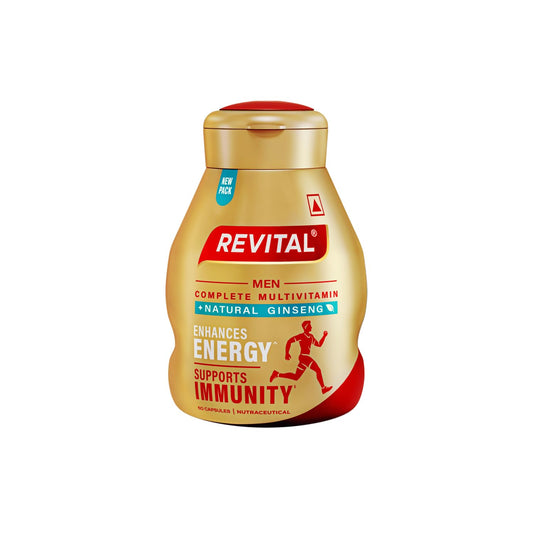 Revital H Multivitamin For Men (60 Capsules) With Natural Ginseng, Zinc, 10 Vitamins & 8 Minerals For Daily Energy, Stamina & Immunity (packaging may vary)