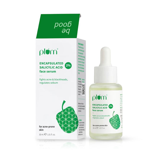 Plum 2% Encapsulated Salicylic Acid Face Serum | Fights Active Acne, Controls Oil & Soothes Inflammation | Lightweight & Quick-Absorbing Serum for Face | for All Skin Types | for Women & Men | 30ml