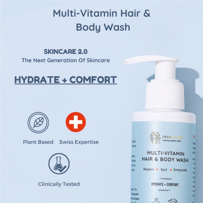 Little Rituals Baby Wash – Tear-Free Body & Hair Wash with HONEYSUCKLE, BASIL & MANDARIN | Gentle pH 5.5 Formula | Organic, Dermatologist-Tested, SWISS Technology (400ml)