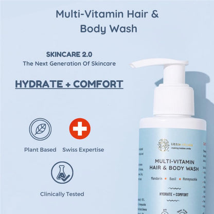 Little Rituals Baby Wash – Tear-Free Body & Hair Wash with HONEYSUCKLE, BASIL & MANDARIN | Gentle pH 5.5 Formula | Organic, Dermatologist-Tested, SWISS Technology (400ml)