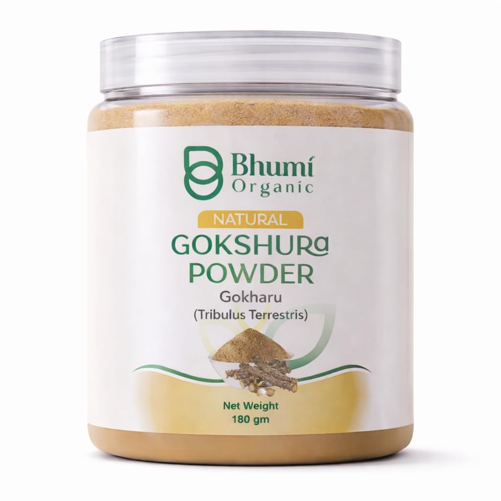 Bhumi Organic Gokshura Powder container on a white background