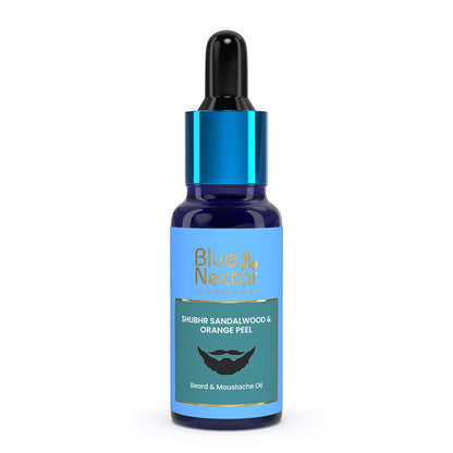 Blue Nectar Beard Oil for Men | Natural Beard & Moustache Growth Oil for Stronger, Fuller & Thicker Beard | Lightweight & Itch-Free Formula | Sandalwood & Orange Peel (10 Herbs, 30ml)