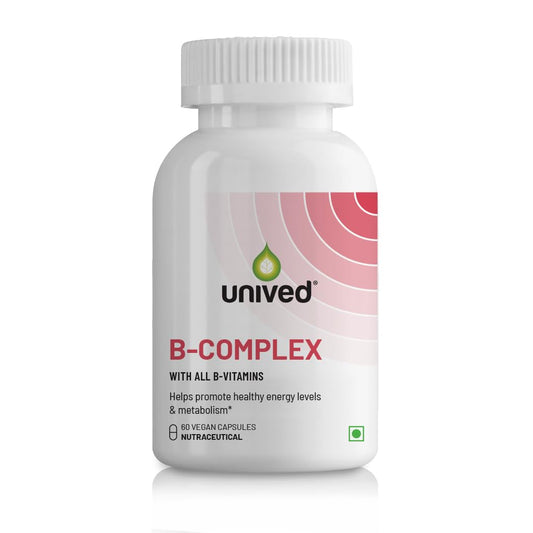 Zephivo Unived Wholefood Natural B-Complex Raw B-Vitamins Capsule From Ferment Media 100% Natural & Vegan One Month Supply, 60 Count
