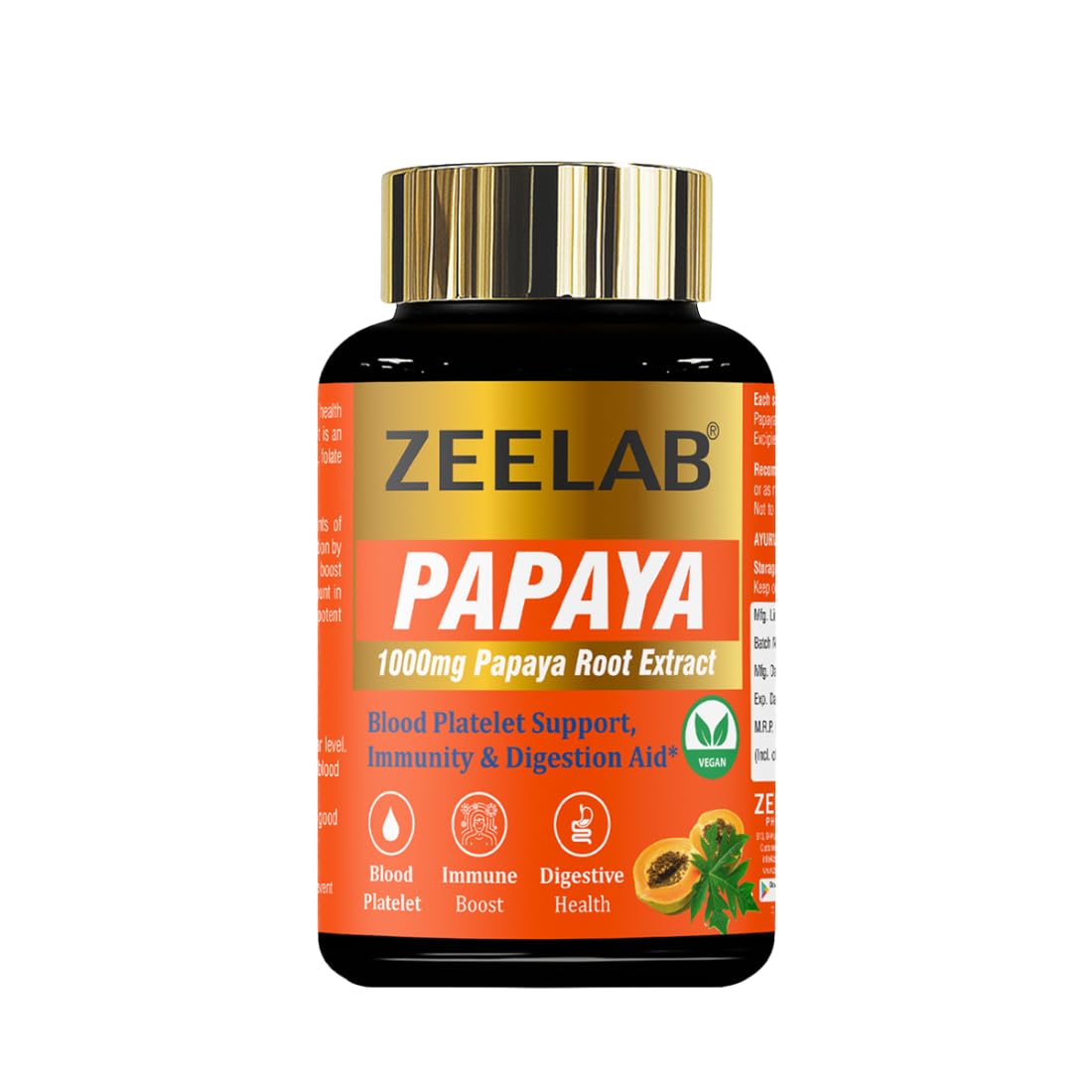 Zeelab Papaya supplement bottle on a white background
