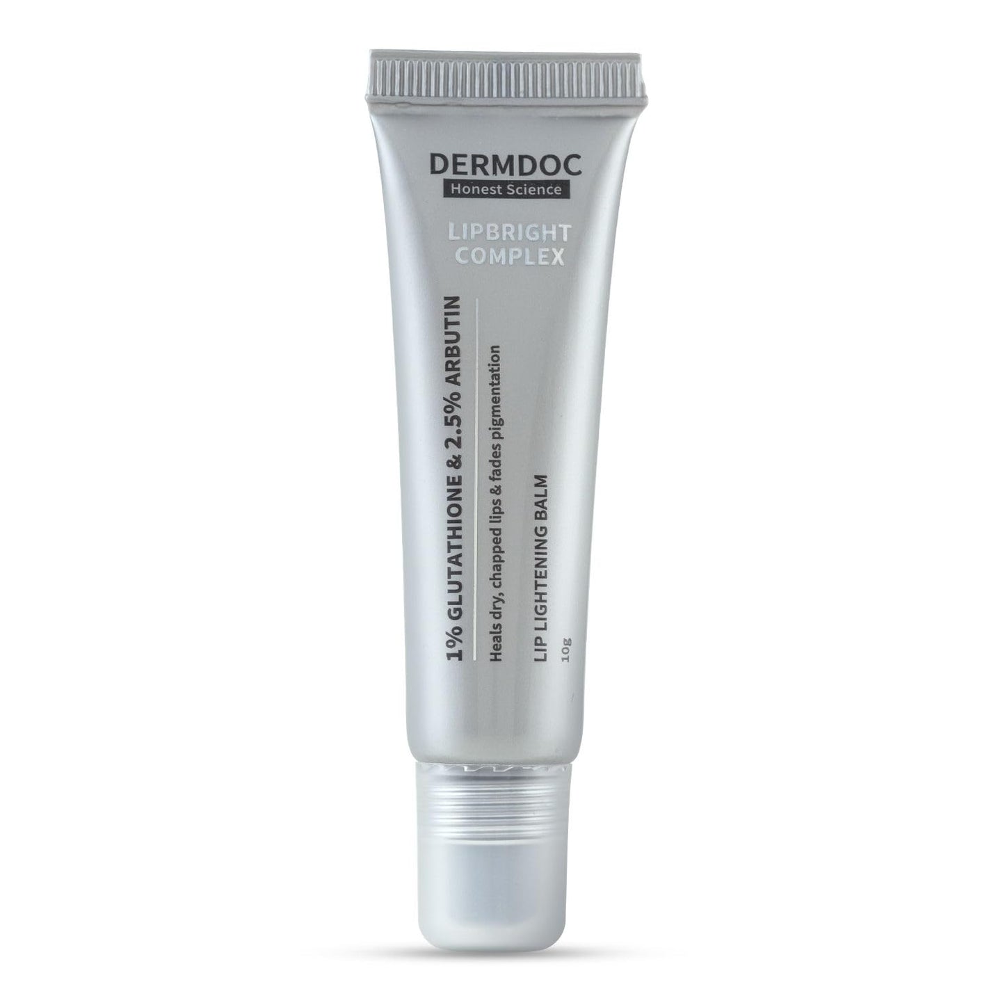 DERMDOC LipBright Treatment with 1% Glutathione + 2.5% Arbutin Lip Balm, 10 gm | Brightens Lip | Reduces Pigmentation | For Dry & Chapped Lips | Lightweight | Non - sticky