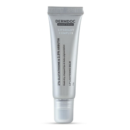 DERMDOC LipBright Treatment with 1% Glutathione + 2.5% Arbutin Lip Balm, 10 gm | Brightens Lip | Reduces Pigmentation | For Dry & Chapped Lips | Lightweight | Non - sticky
